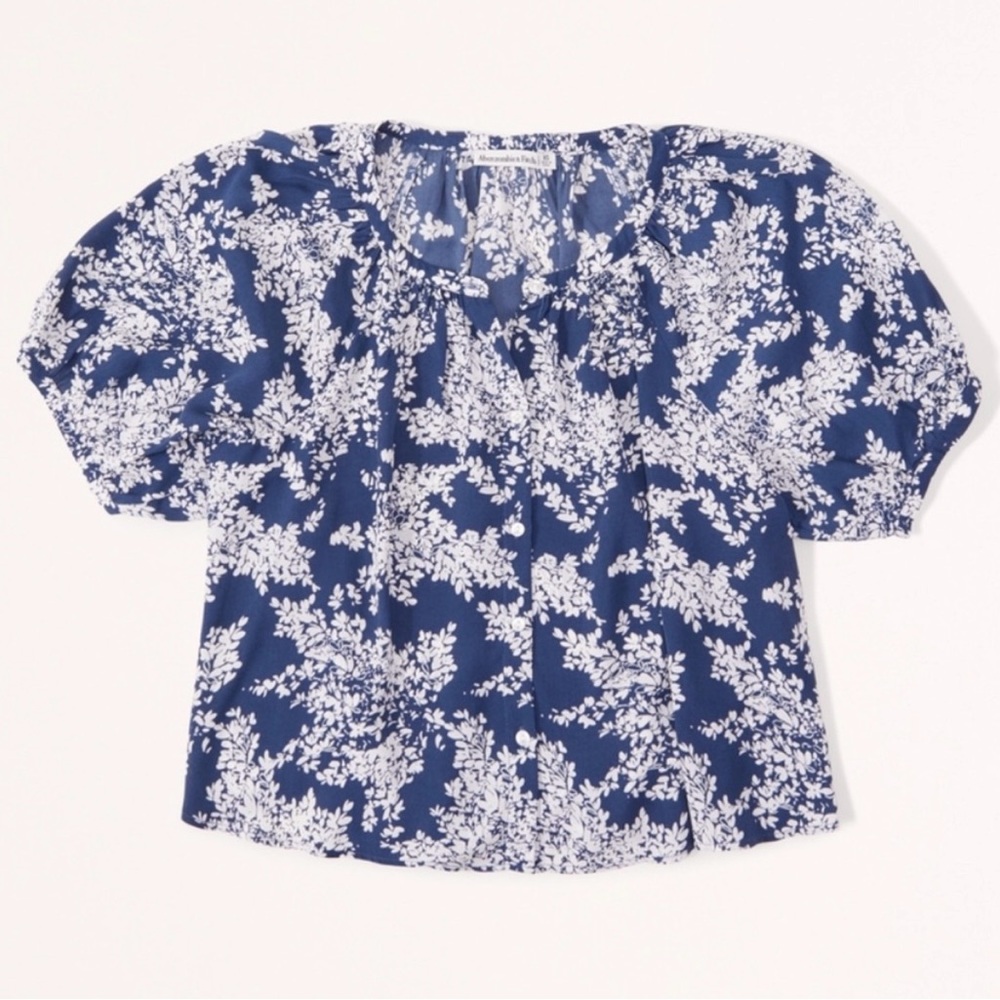 Abercrombie & Fitch Blue and White Floral Blouse